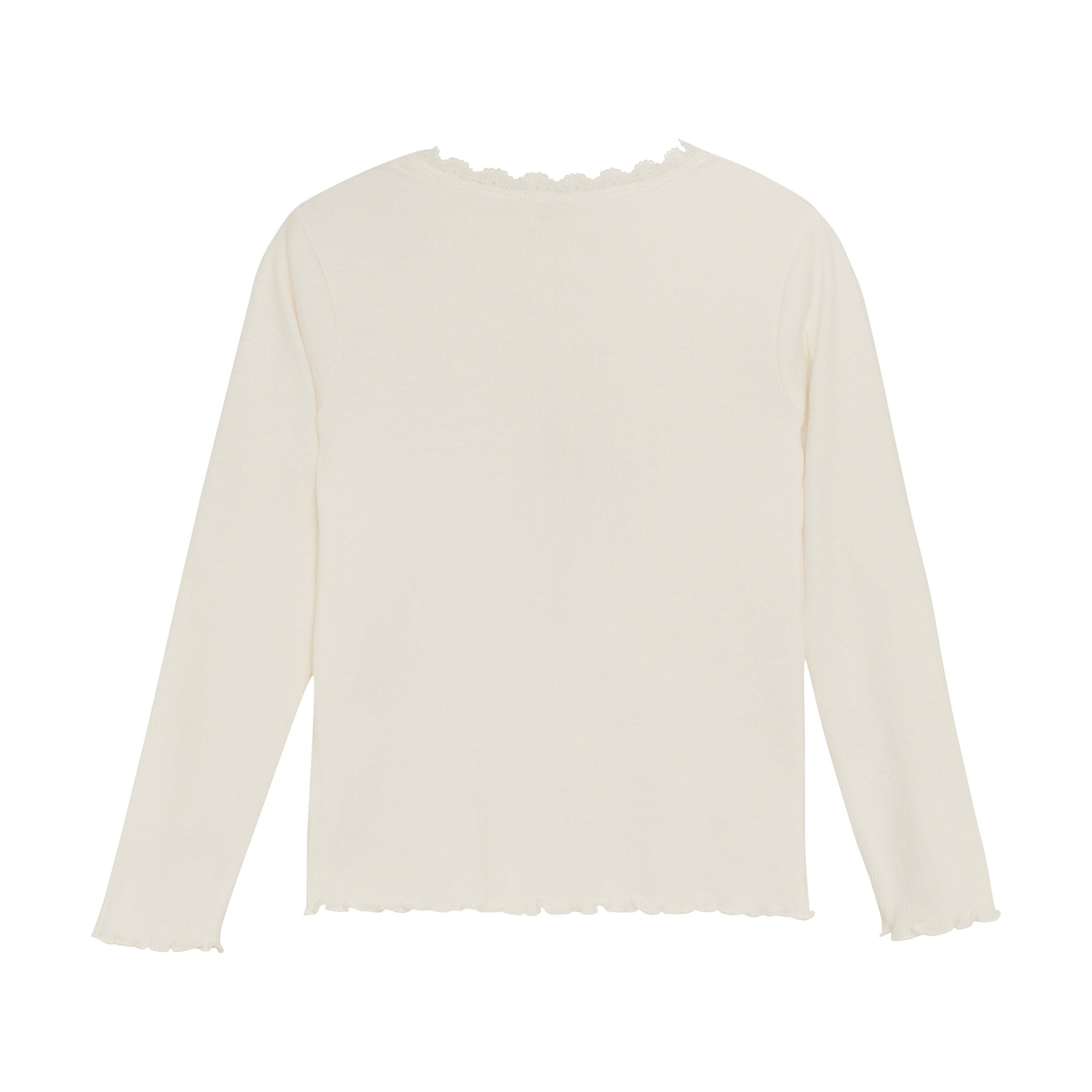 Ribbed LS T-Shirt in Cream