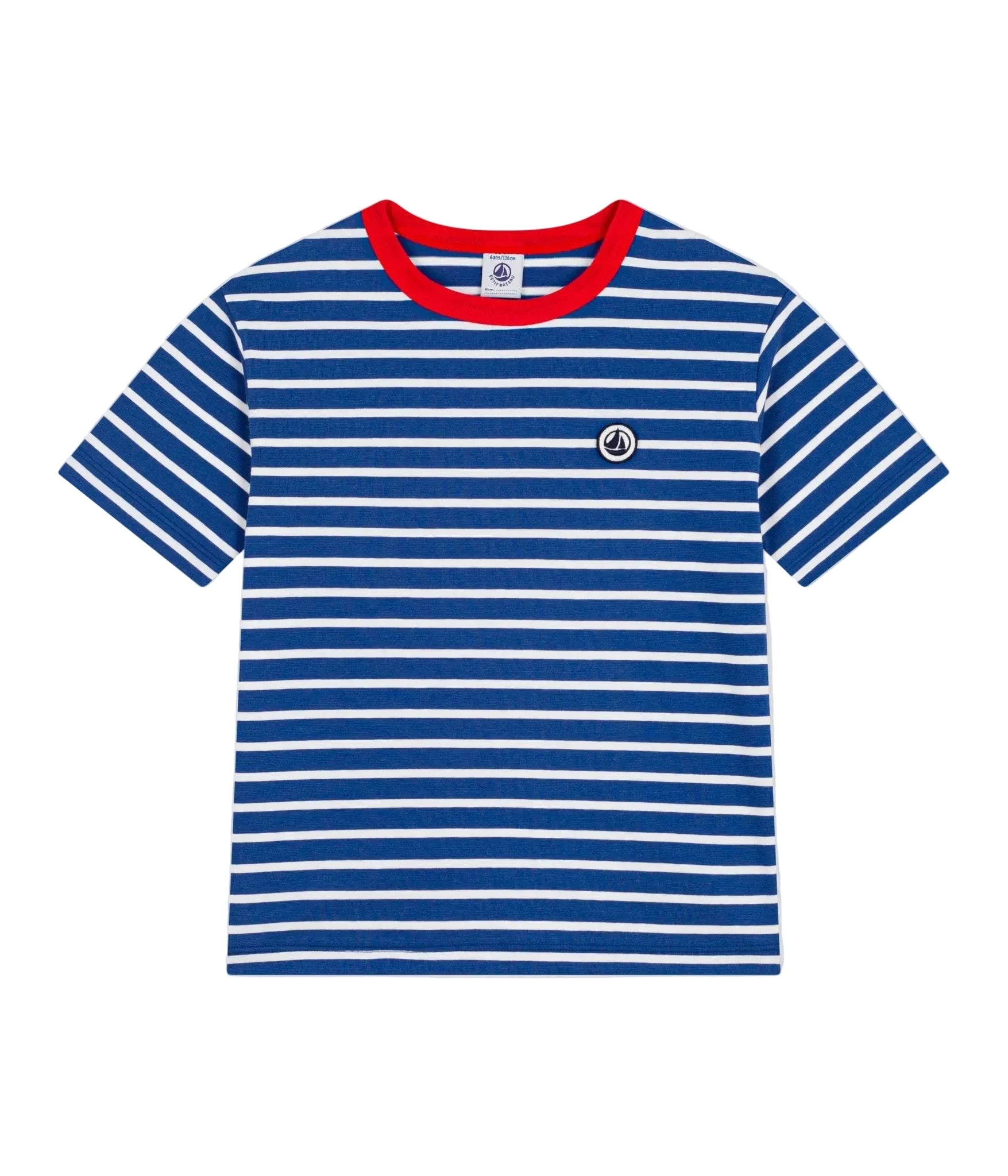 Boy ss stripe tee with red trim