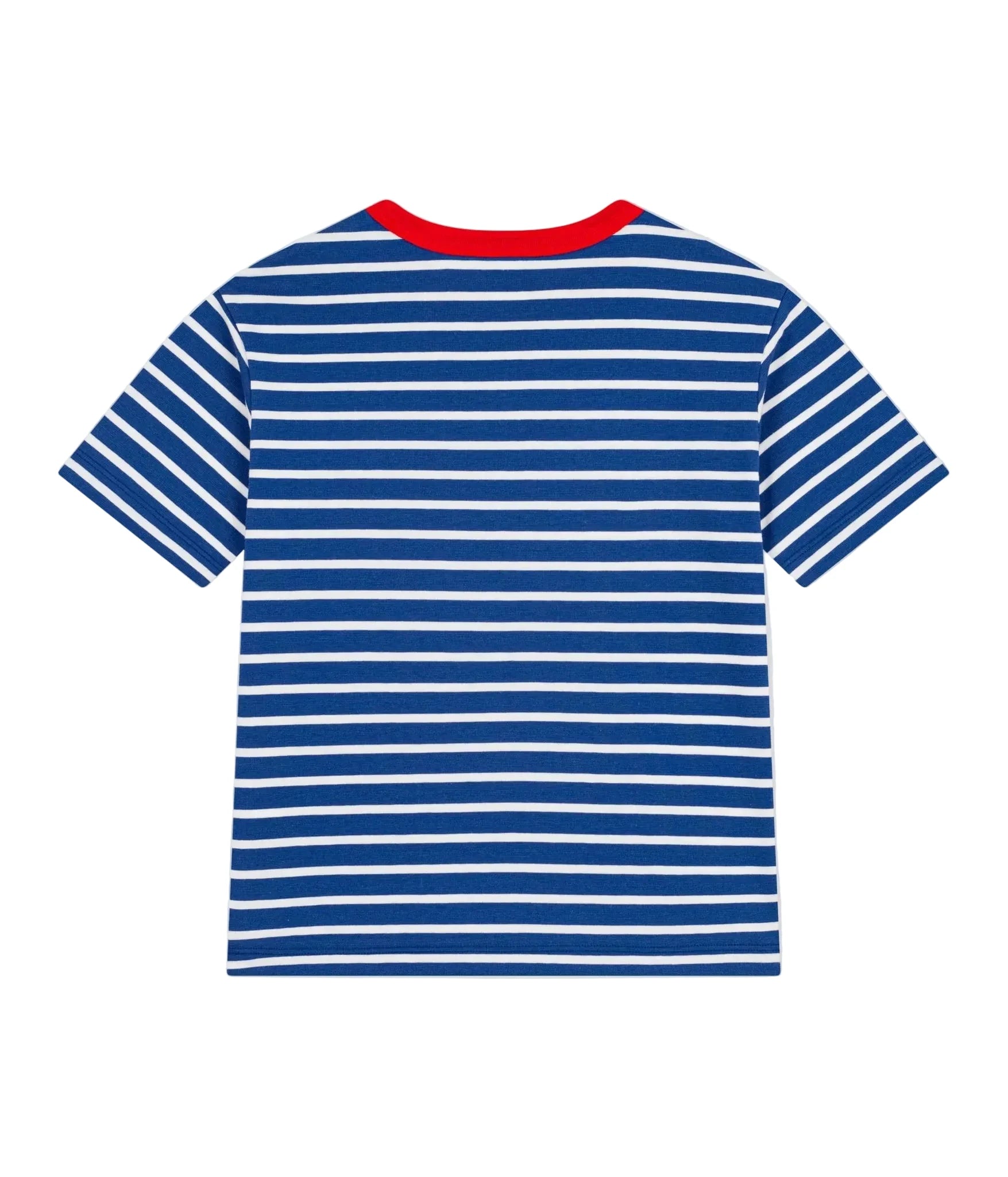 Boy ss stripe tee with red trim