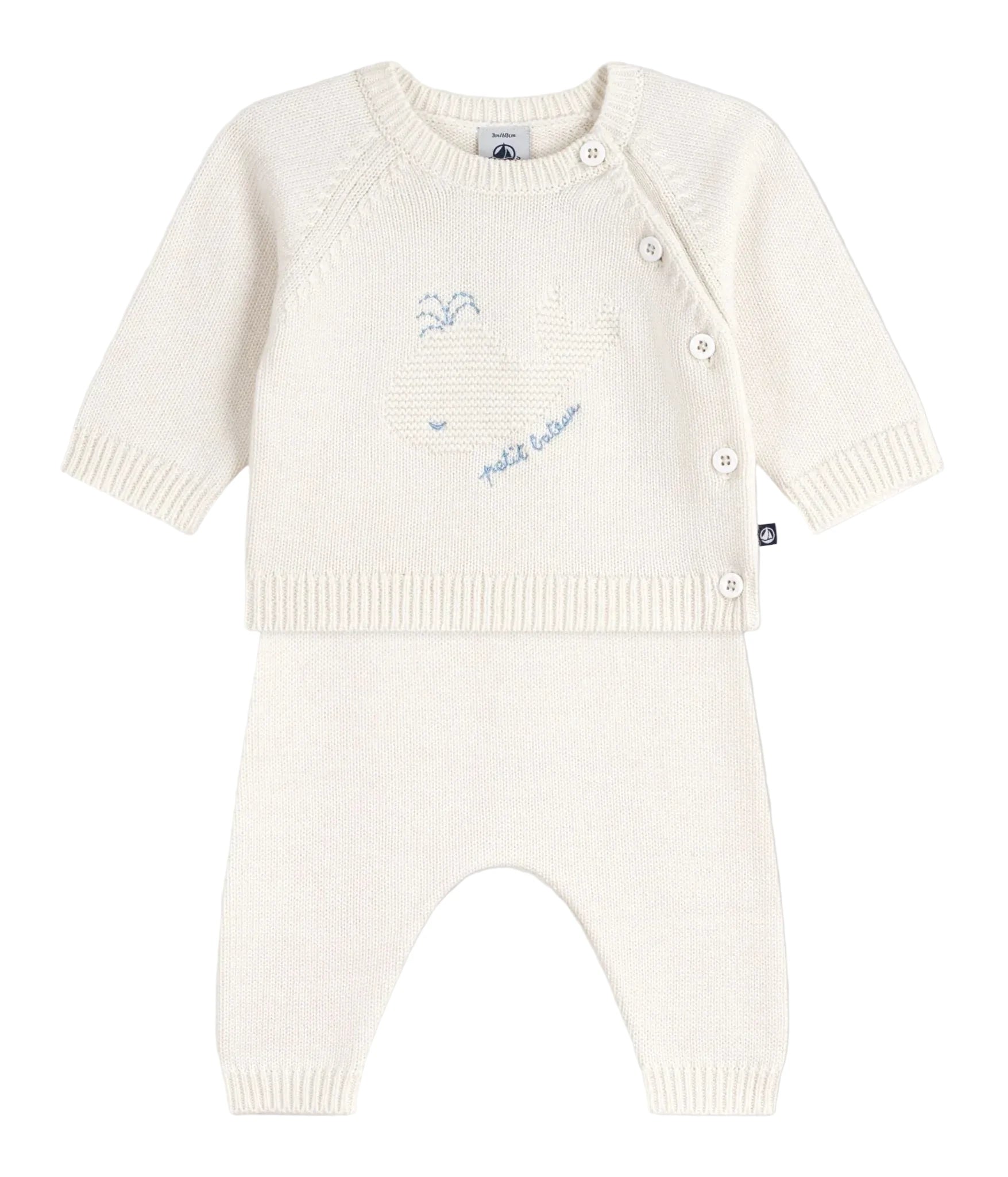 Baby boy 2pc knit set sweater with whale and pants