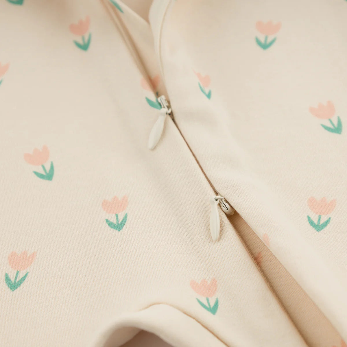 Mini Tulips Print Zipper Footie