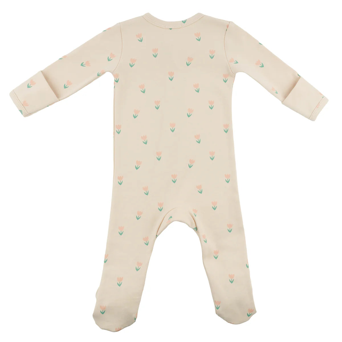 Mini Tulips Print Zipper Footie