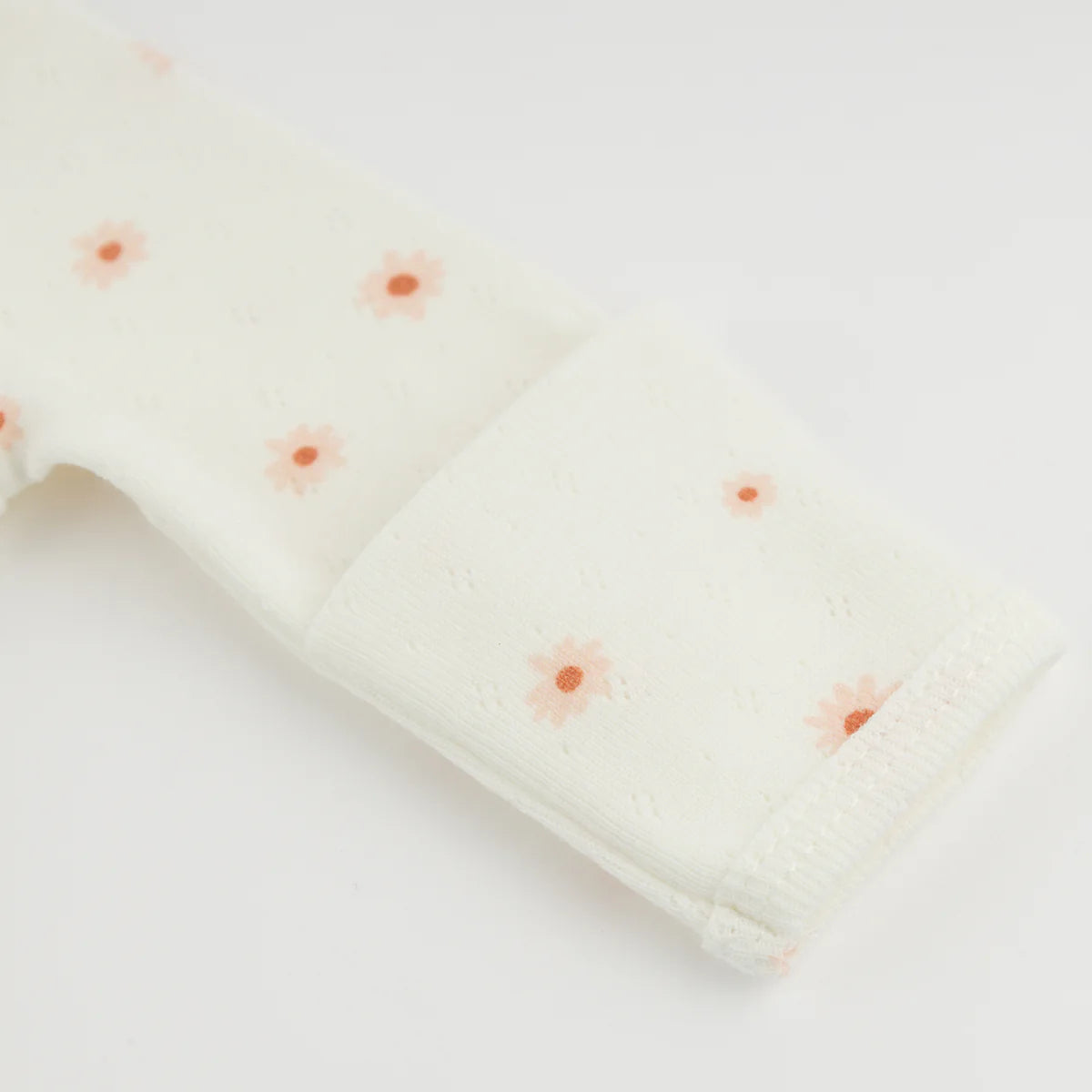Pointelle Zipper Footie with Ruffles - Twinkle Mini Daisies - Snow