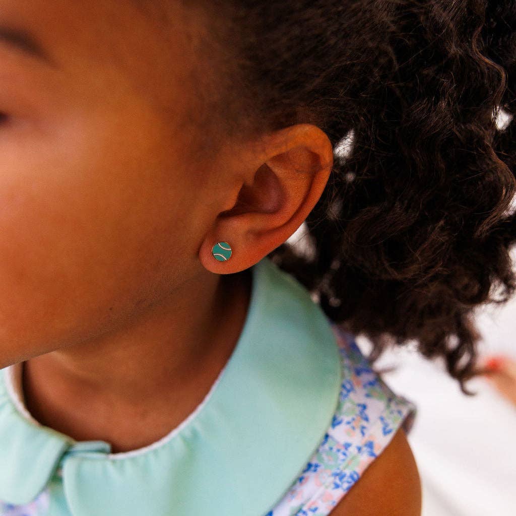 Sports Balls Stud Earrings - Hypoallergenic, Flat Back, Girl