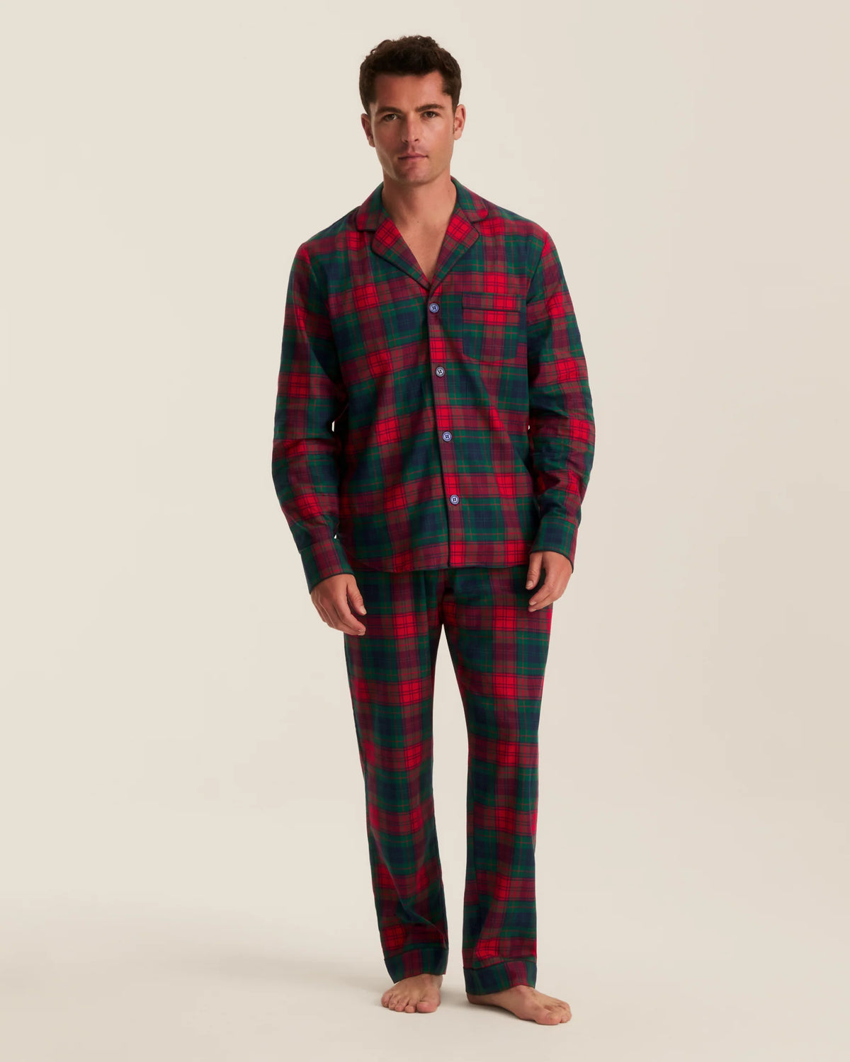 Men's Brushed Twill Pajama Set in St. James Tartan