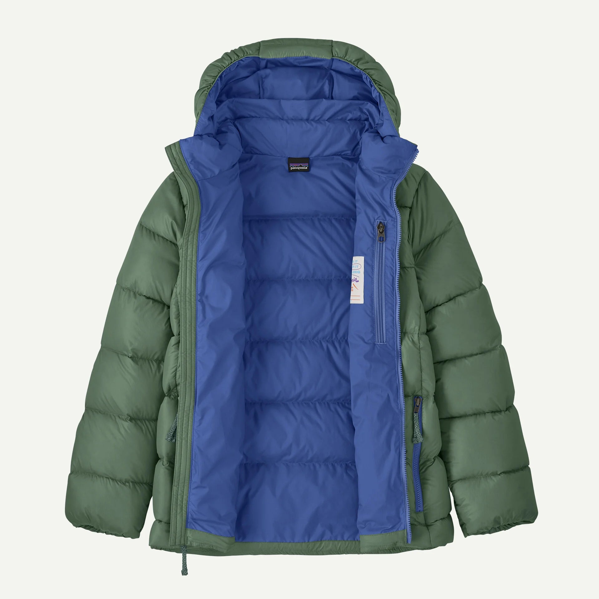 Kids Hi Loft Down Sweater Hoody - canopy Green  F26