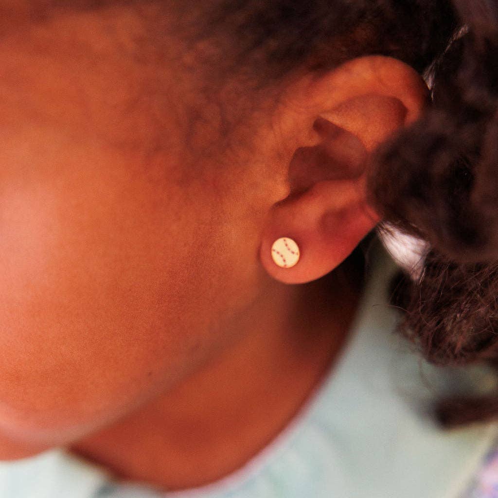 Sports Balls Stud Earrings - Hypoallergenic, Flat Back, Girl