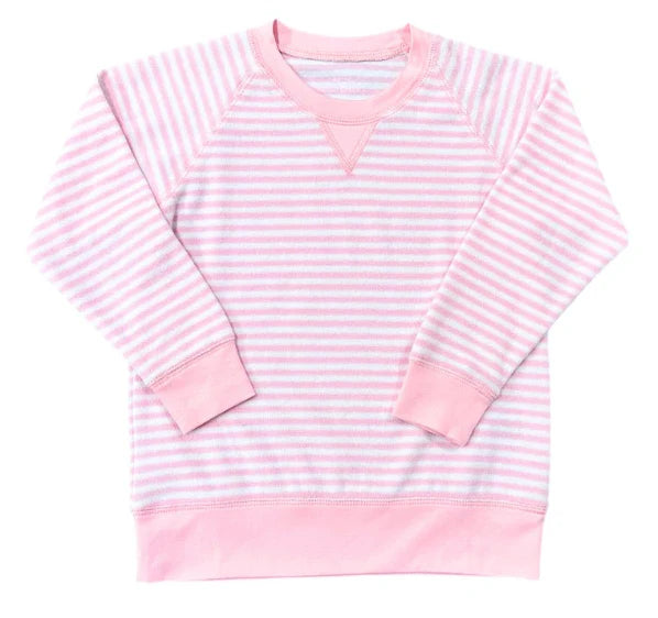 Pink Stripe- Light Pink Terrycloth Sweatshirt