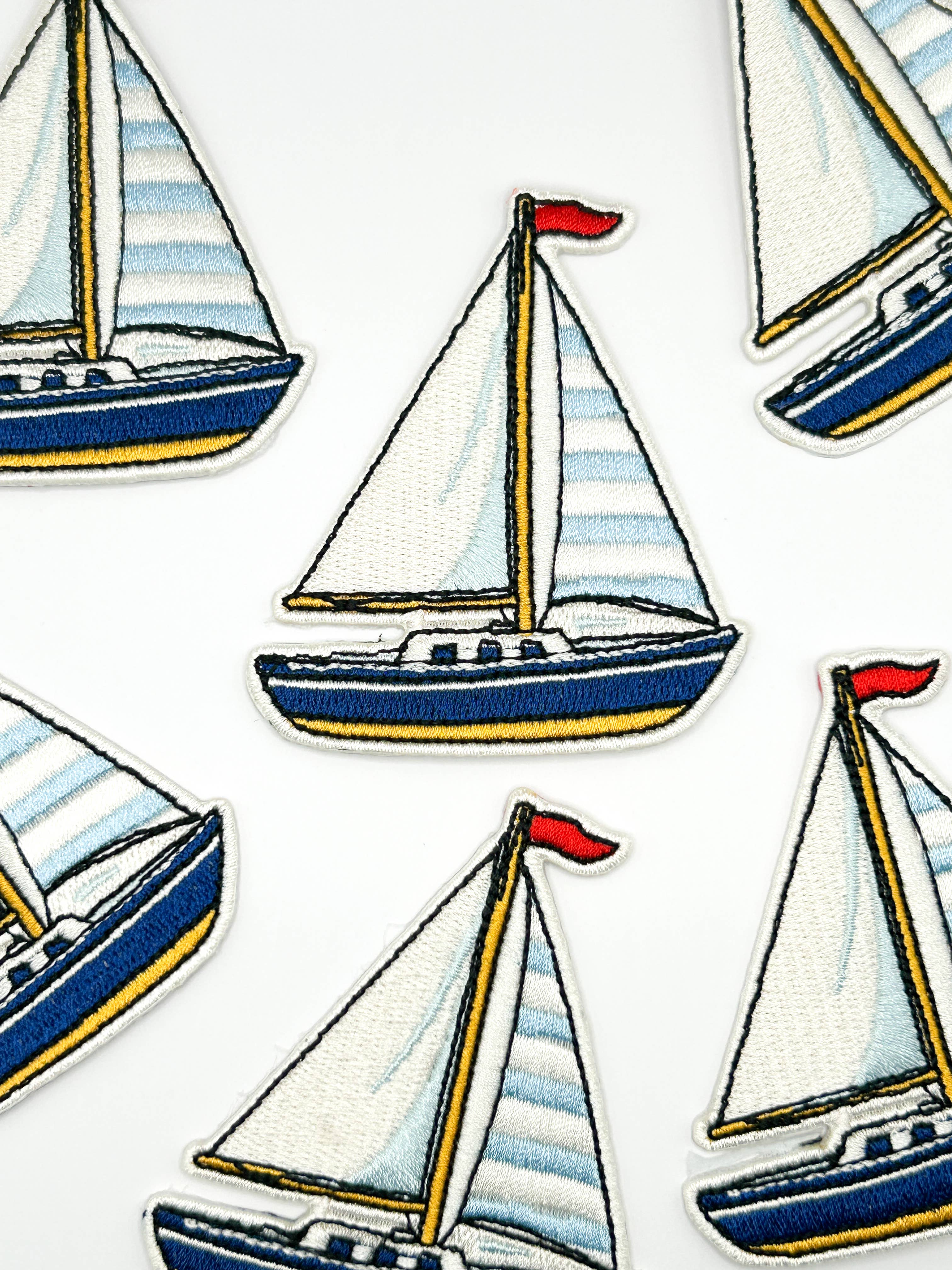 Sailboat Embroidered Patch Nautical Boat Patch Coastal Sail