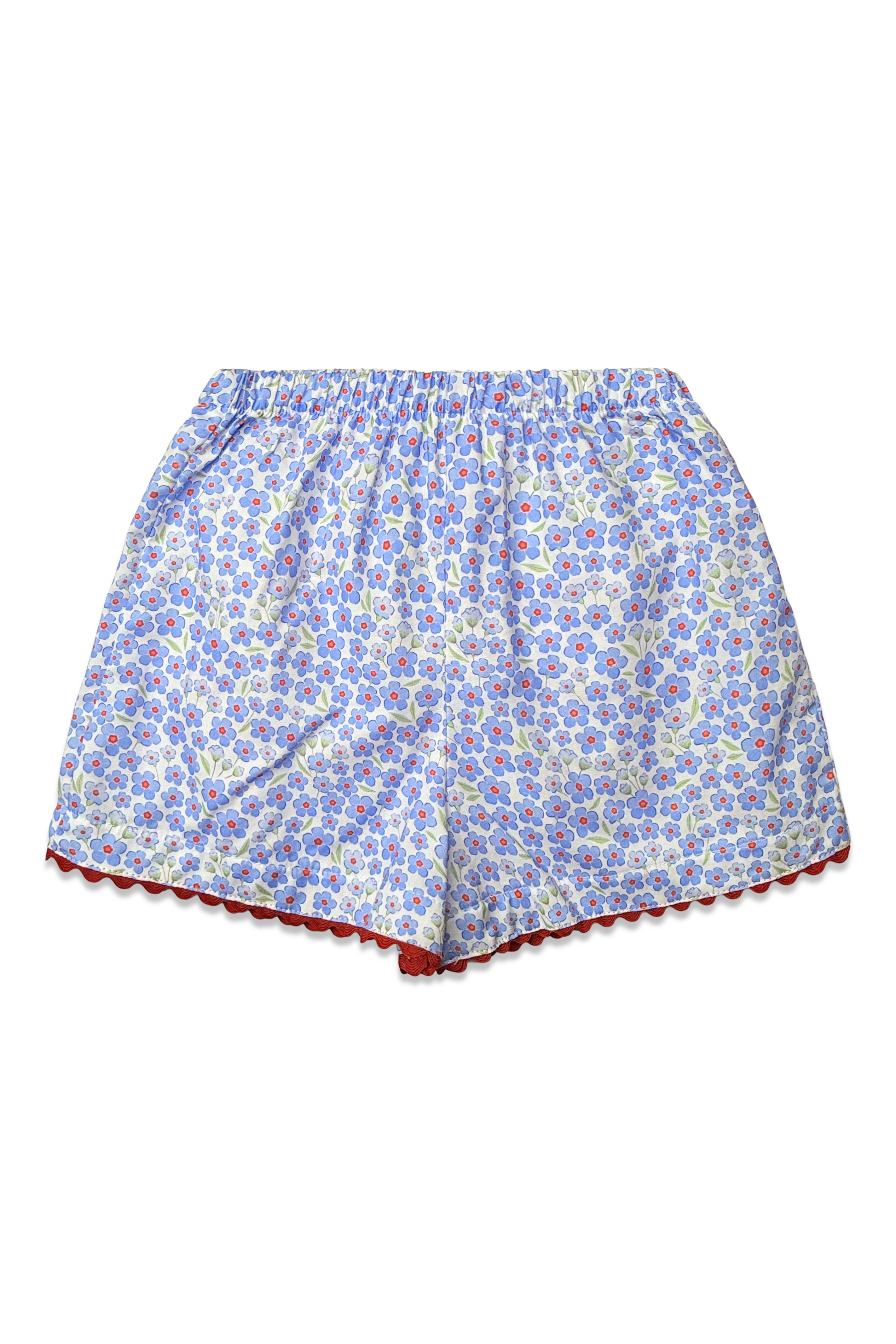 Two Pocket Short Red White and Bloom Floral