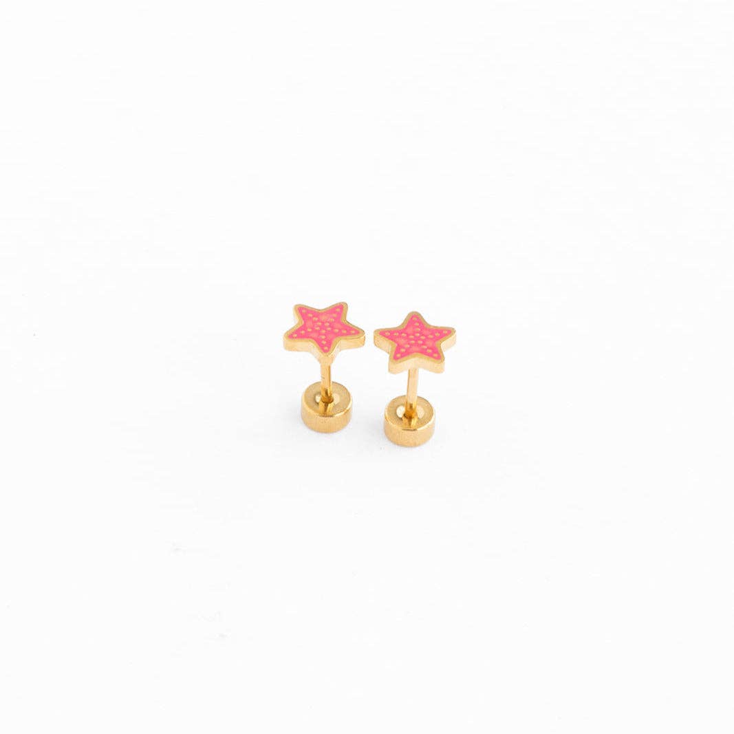 Starfish Stud Earrings - Hypoallergenic, Flat Back, Girl