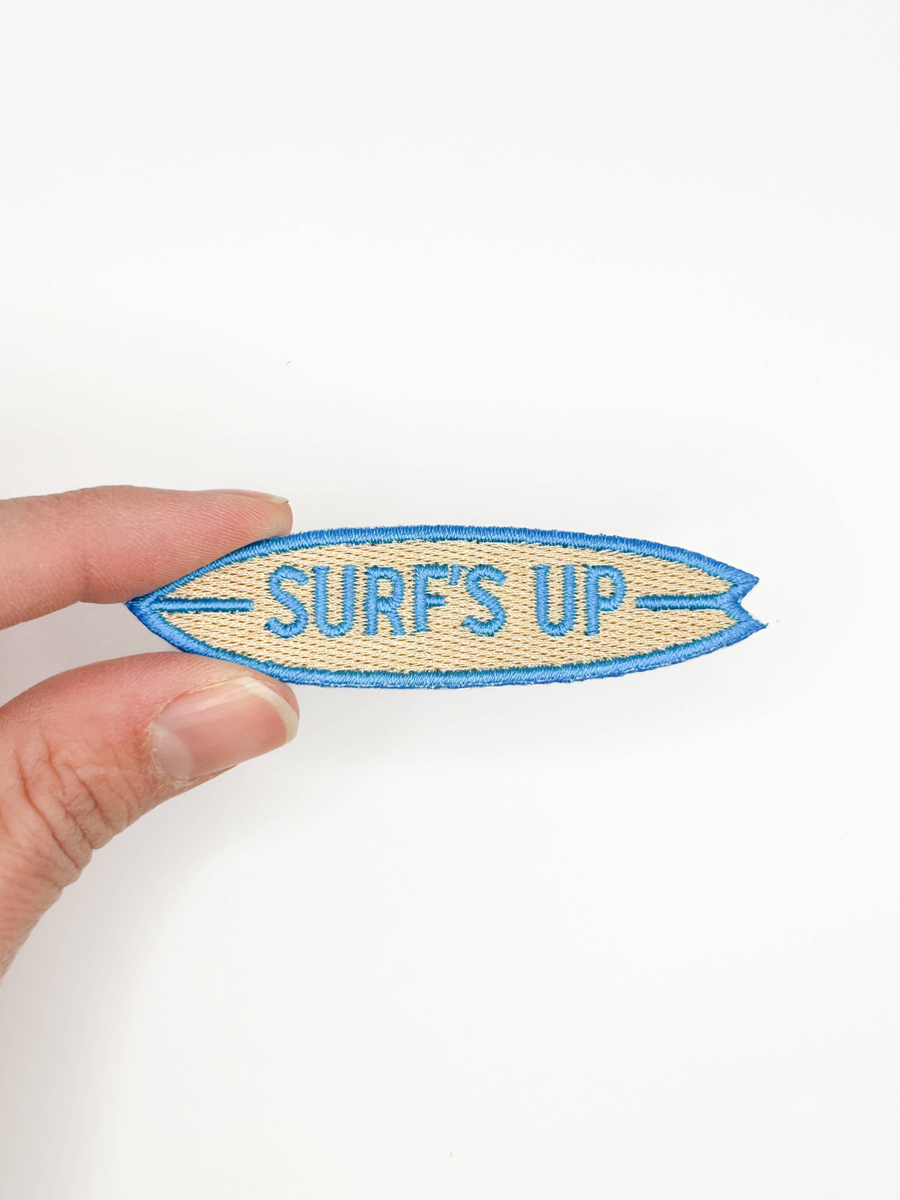 Surf’s Up Embroidered Patch – Surfboard Patch, Coastal Quote