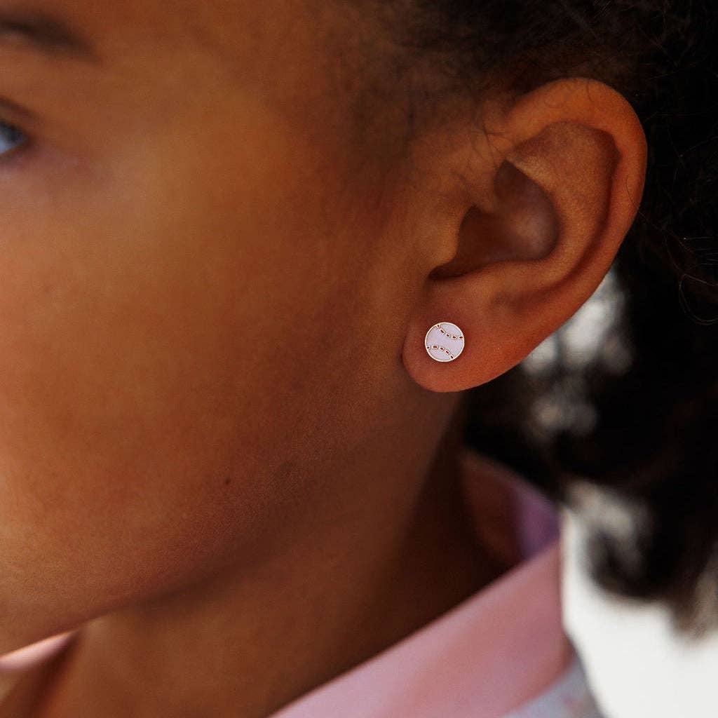 Sports Balls Stud Earrings - Hypoallergenic, Flat Back, Girl
