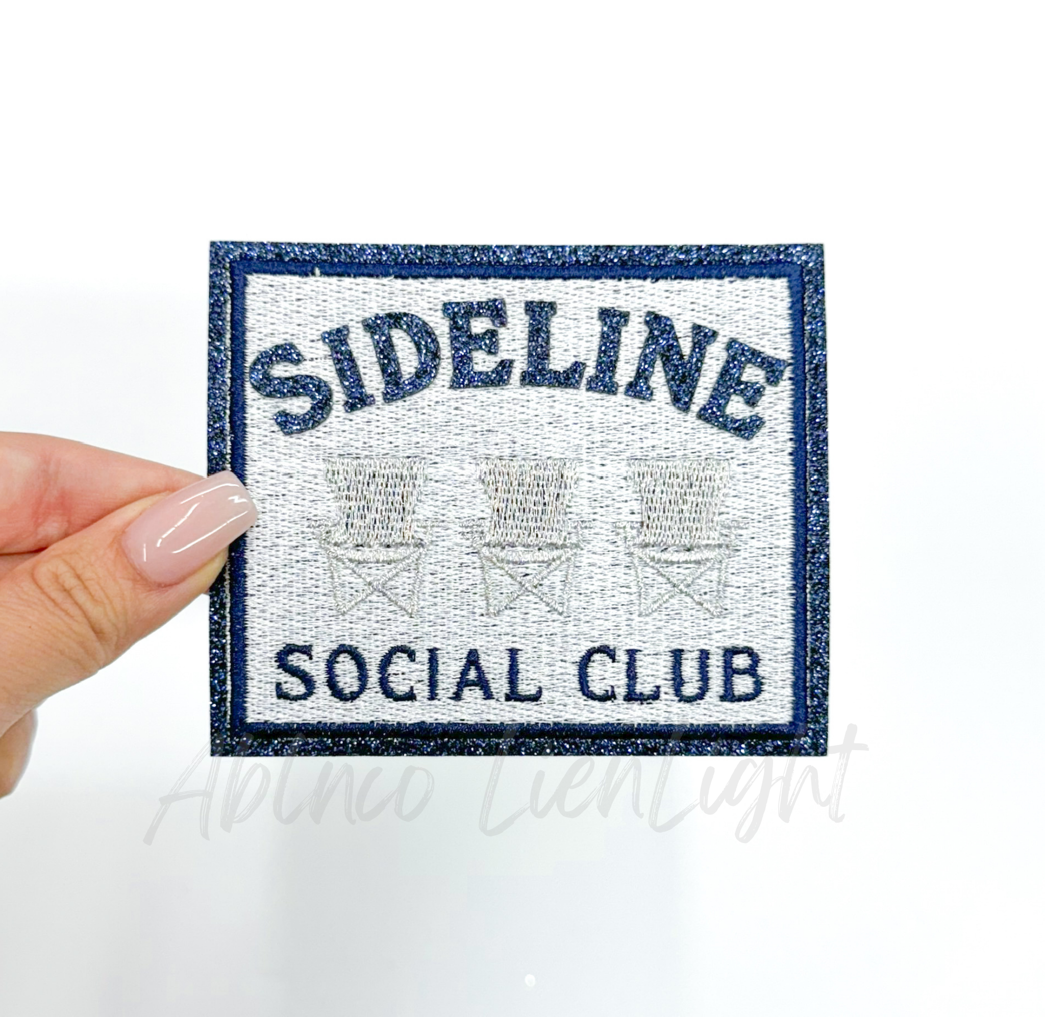 Navy Blue Sideline Social Club trendy sports iron on patch