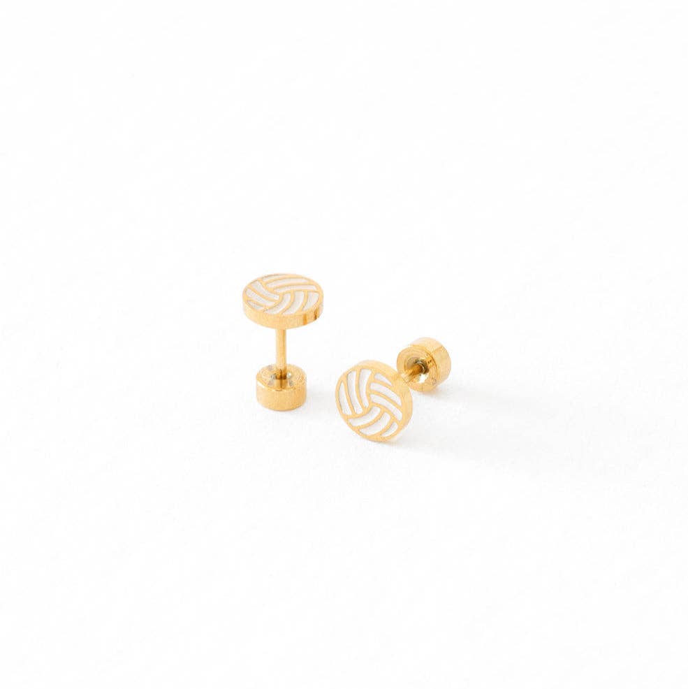 Sports Balls Stud Earrings - Hypoallergenic, Flat Back, Girl
