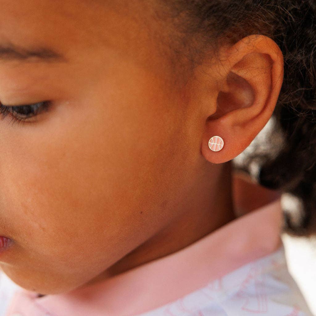 Sports Balls Stud Earrings - Hypoallergenic, Flat Back, Girl