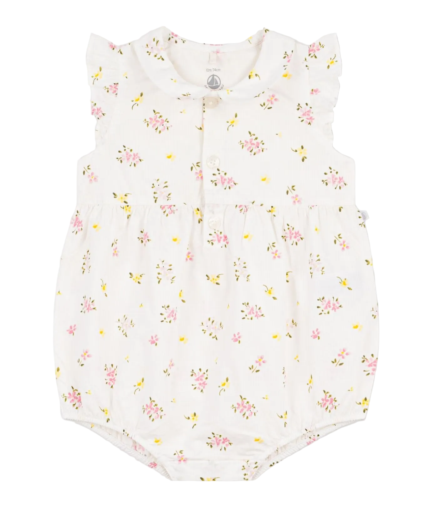 Baby Girl Sleeveless Floral Bubble with Collar