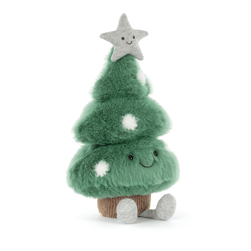Amuseables Christmas Tree plush toy by JellyCat, measuring 12.2 inches tall, perfect for snuggling and festive decor.