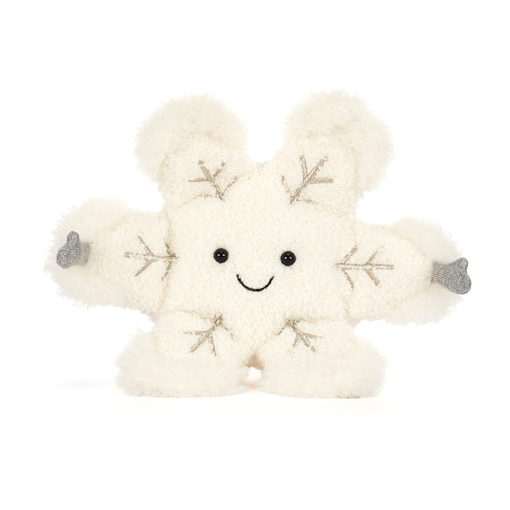 Cozy Amuseables Snowflake plush toy by JellyCat, perfect for winter decorations and snuggles.