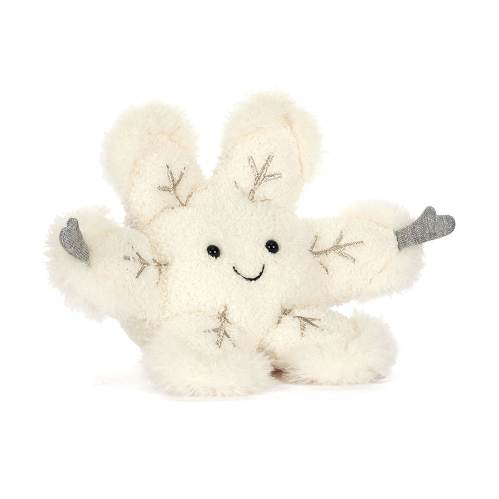 Adorable JellyCat Amuseables Snowflake, a soft and cuddly winter-themed plush for kids and adults.