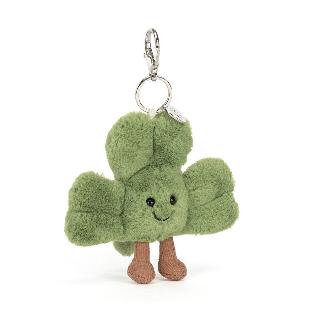 Amusables Siofra Shamrock Bag Charm showcasing its cute shamrock design and soft materials.