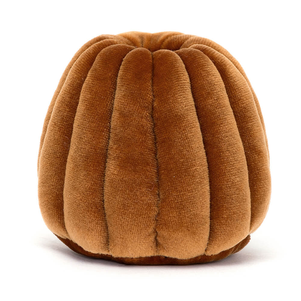 Back view of Amuseables Carole Canelé plush toy by JellyCat, showing its unique textured shape and plush material.