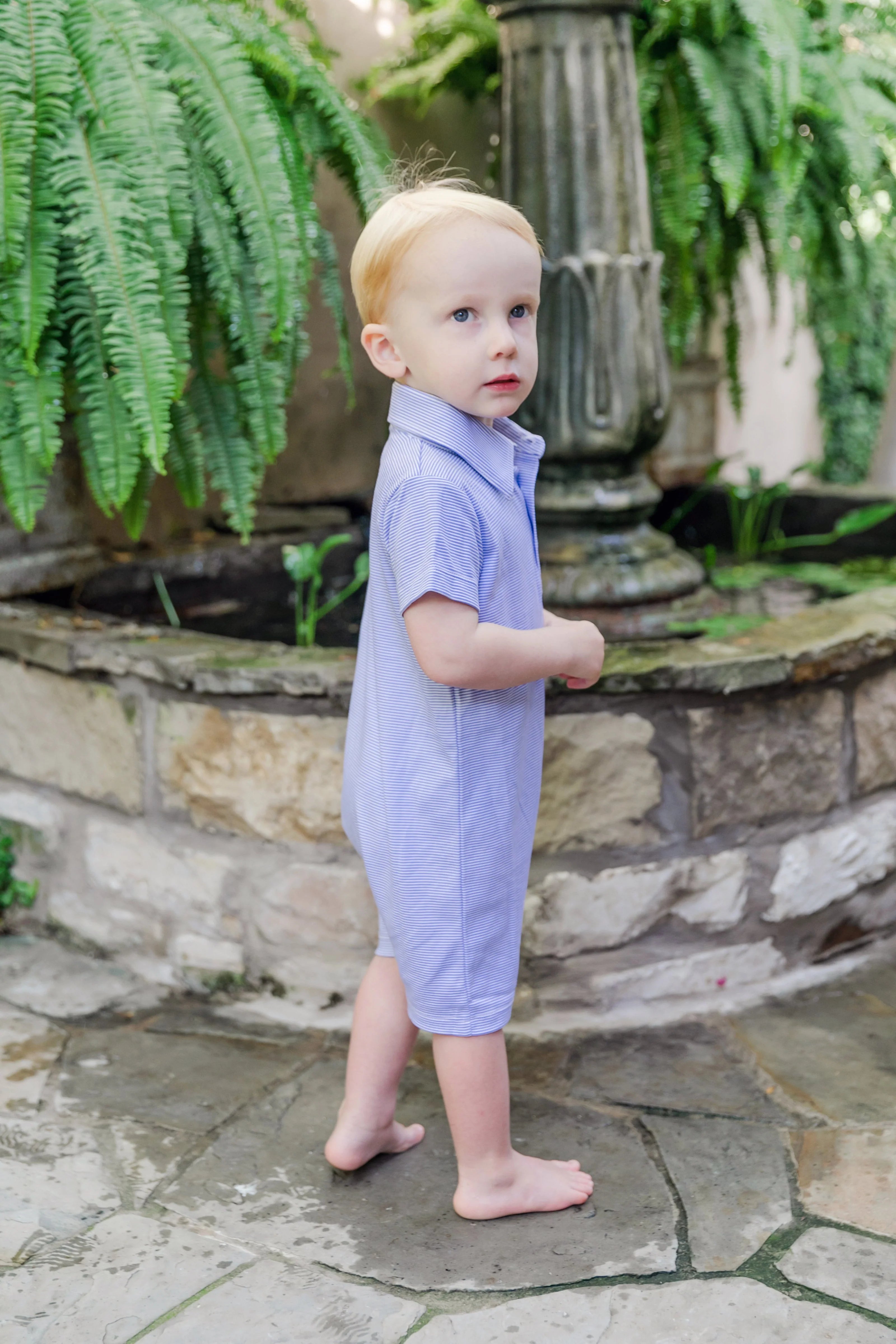 TRIPP BOYS' PIMA COTTON POLO SHORTALL BLUE STRIPES