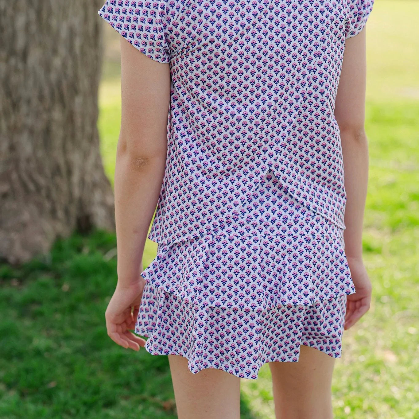 Margot Performance Skirt Boho Flora Hot Pink Navy