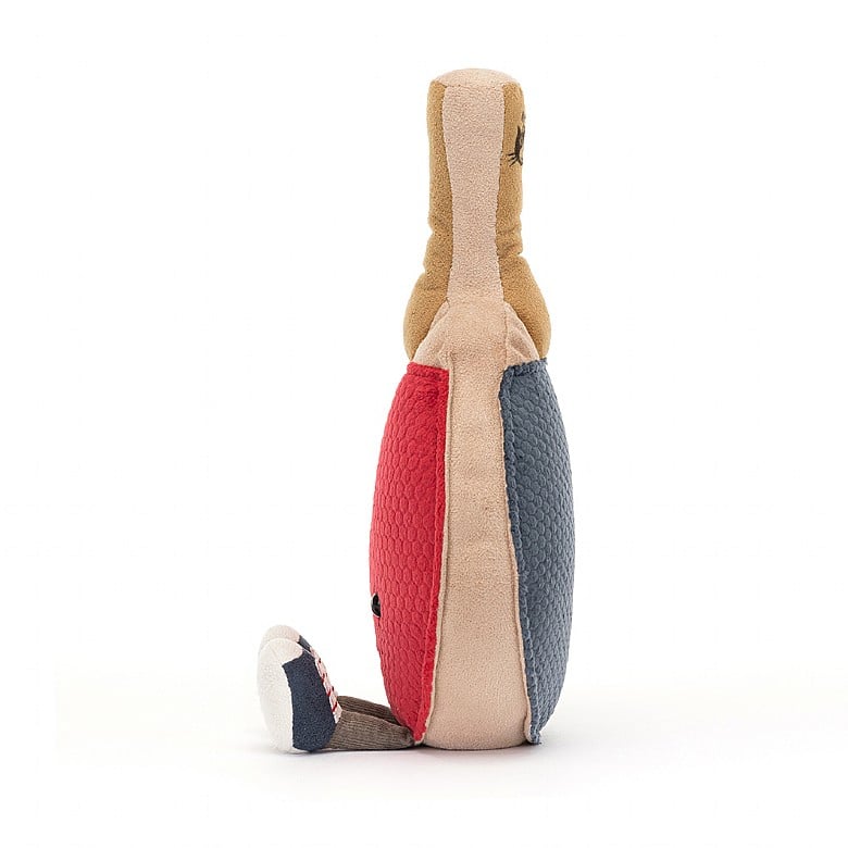 Side view of JellyCat's Amuseable Sports Plush Toys featuring a playful table tennis paddle with vibrant colors and textures, perfect for sports plush toy enthusiasts.