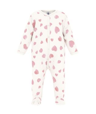 Baby Front Snap Heart Print Footie