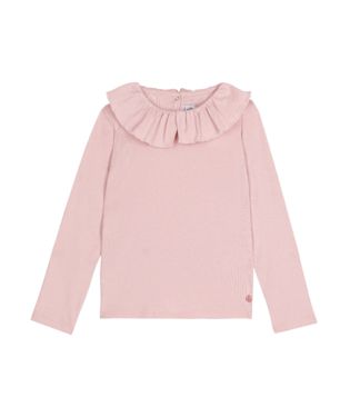 Long Sleeve Top with Collar in Pink