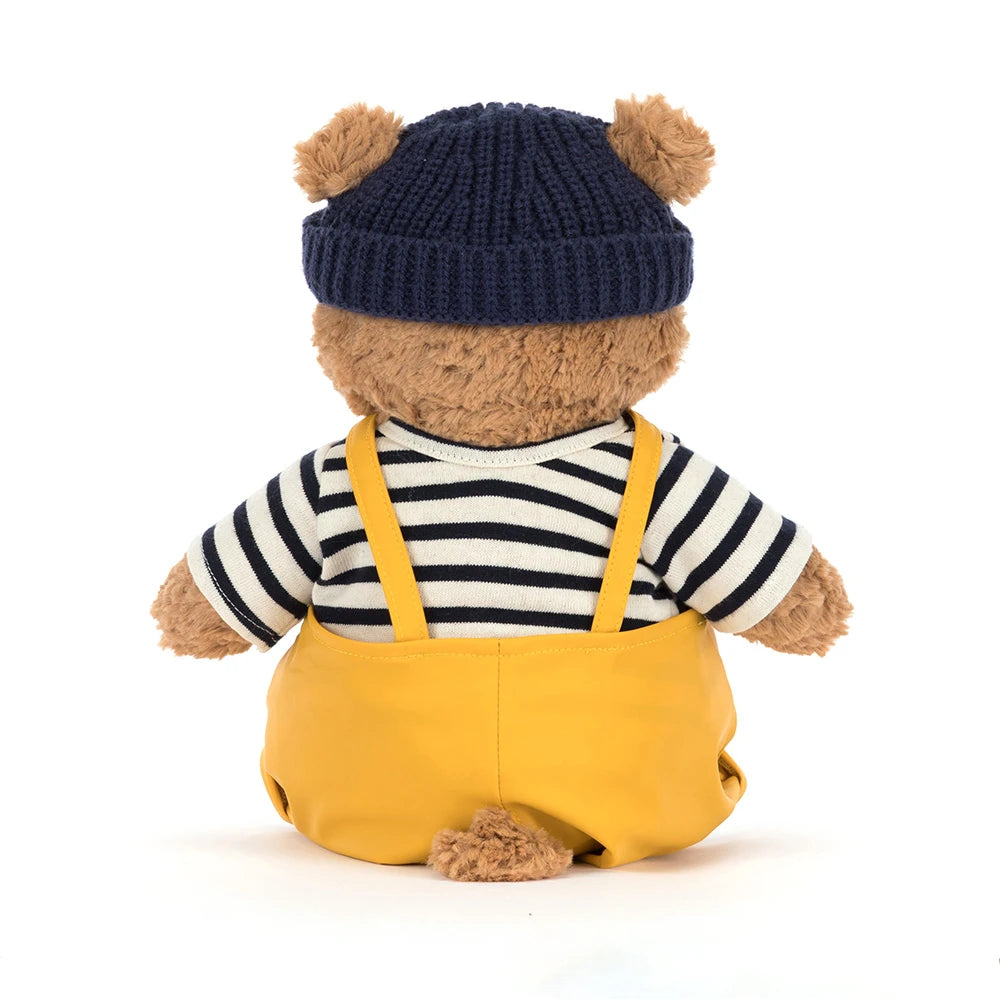 Bartholomew Bear Fisherman looking excited about the sea journey with Bashful Bunny.
