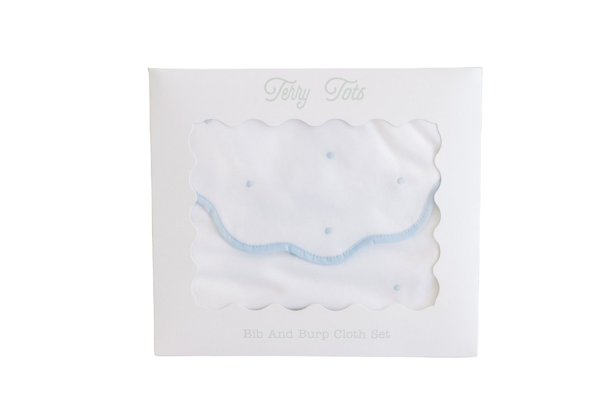 Bib & Burp – Blue Embroidered Dots