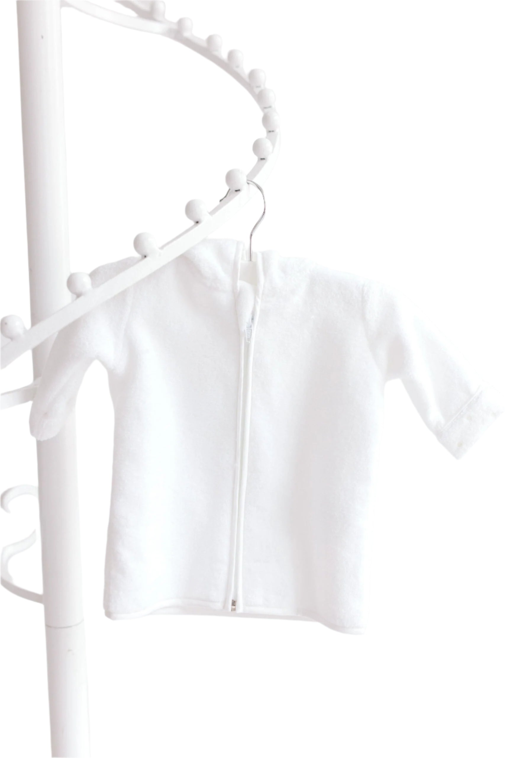 Baby Bathrobe – White with Ecru Dots