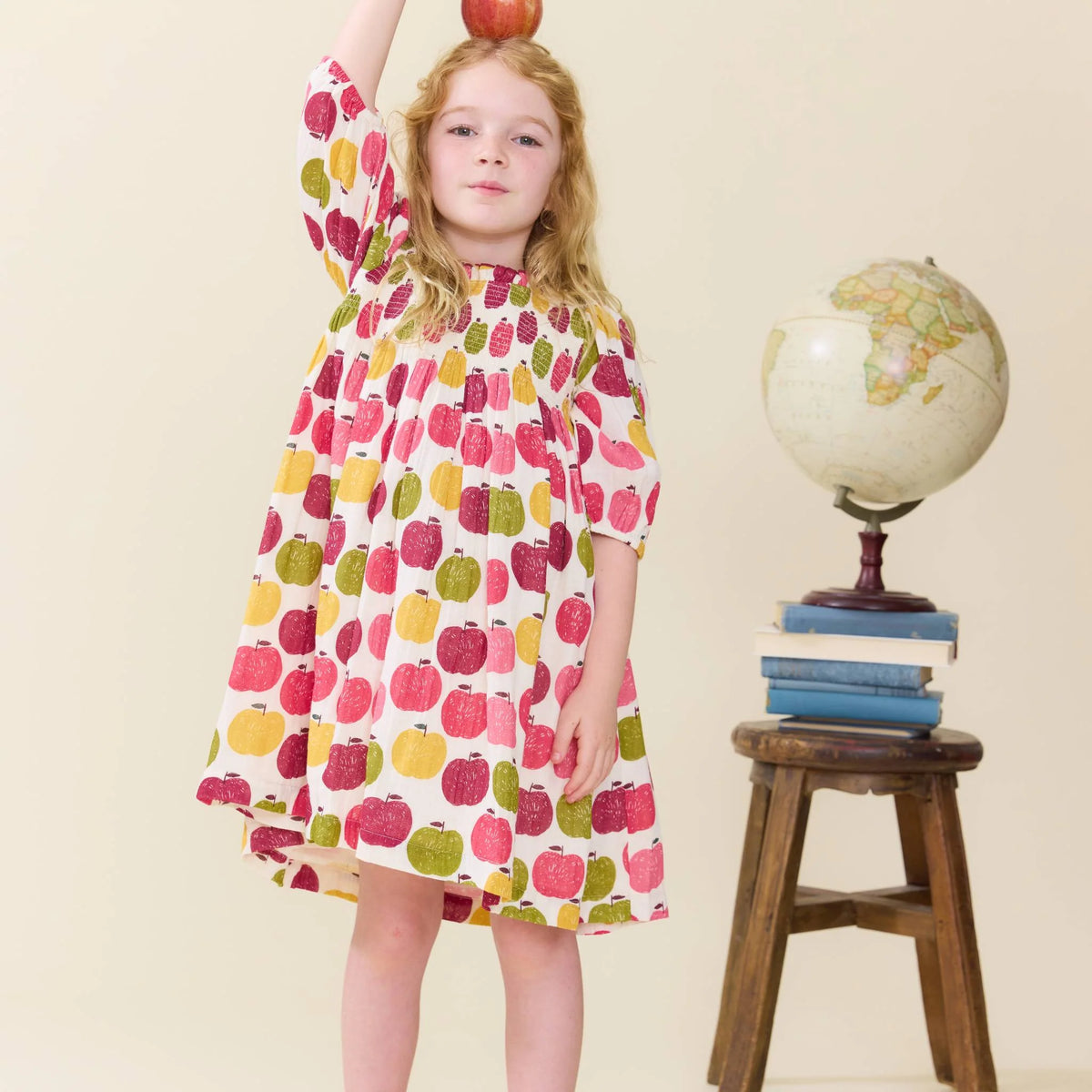 Girls Puff Sleeve Stevie-Pink Delicious Apples F26