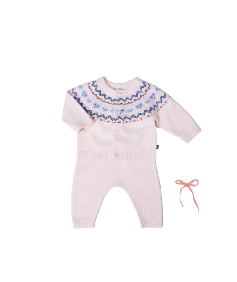 Baby Boy 2Pc Knit Set Cardigan & Pants Cream Blue F26