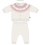Baby Girl 2Pc Knit Set Cardigan & Pants Cream Pink F26