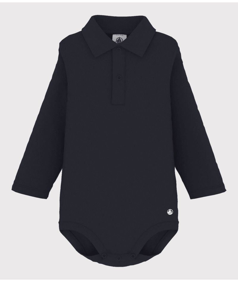 Baby Boy LS Bodysuit w/ Collar Navy F26
