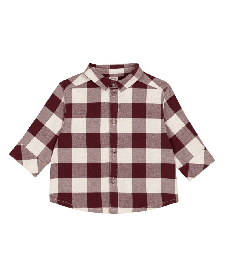 Baby Boy LS Check Shirt Burgundy White F26