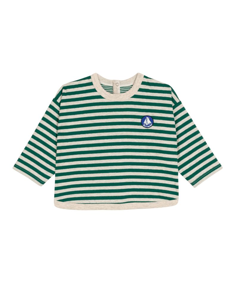 Baby Boy LS Stripe Top Green Oatmeal F26