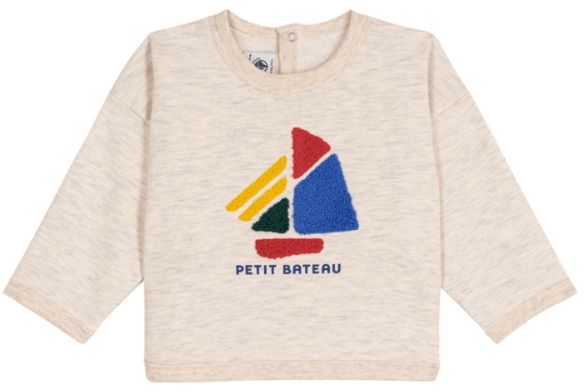 Baby Boy Sweatshirt with Logo Boat Graphic Oatmeal F26