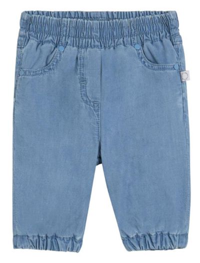 Baby Girl Chambray Pants w/ Horse Embroidery F26