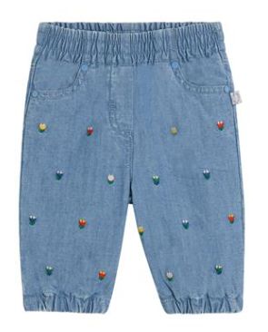 Baby Girl Chambray Pants w/ Tulip Embroidery F26