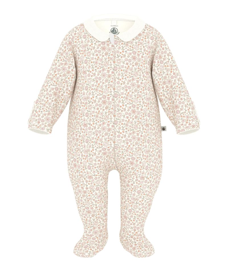 Baby Girl Front Zip Floral Footie w/ Collar Multi F26