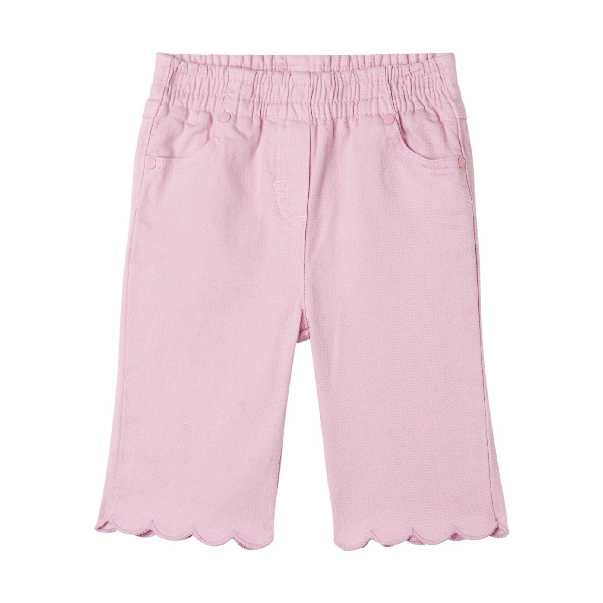 Baby Girl Gabardine Pants with Scallop Edge