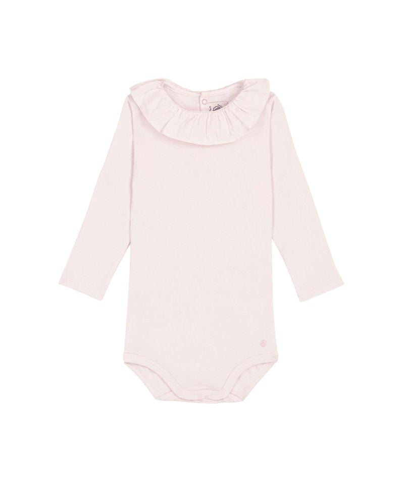 Baby Girl LS Bodysuit w/ Ruffle Collar Light Pink F26