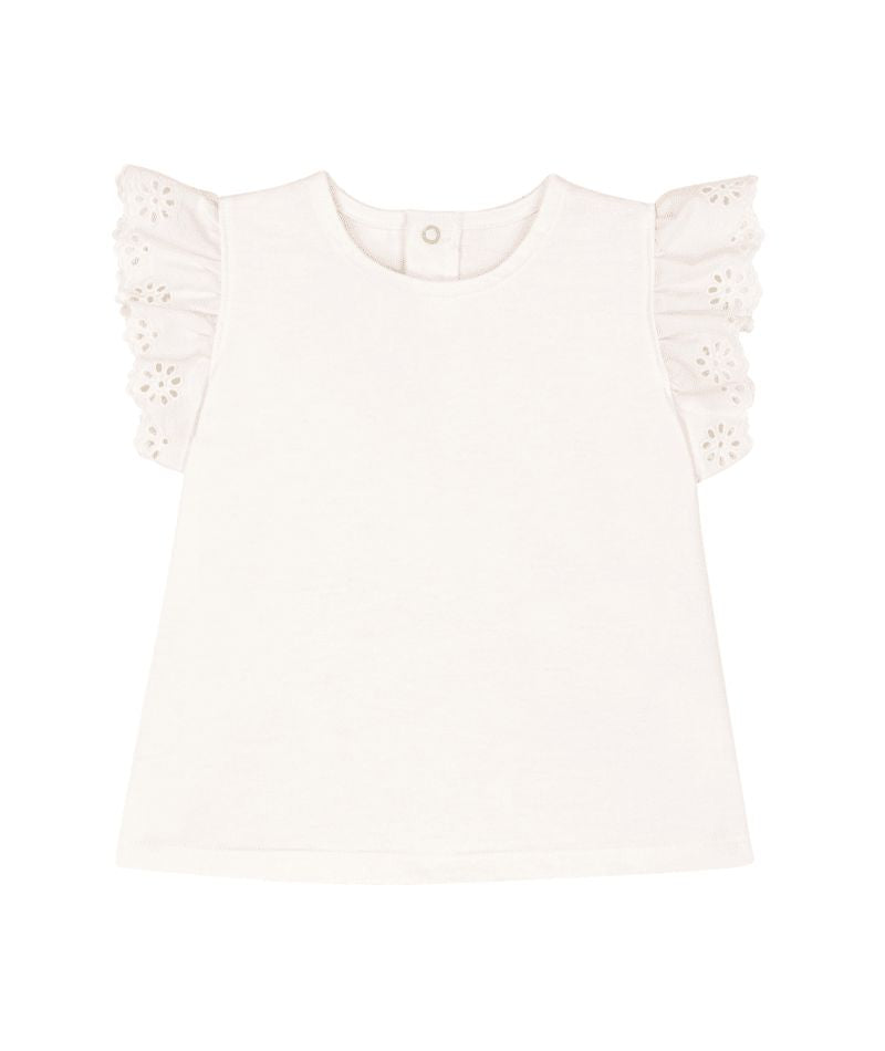 Baby Girl SS Tee with Ruffle Sleeve
