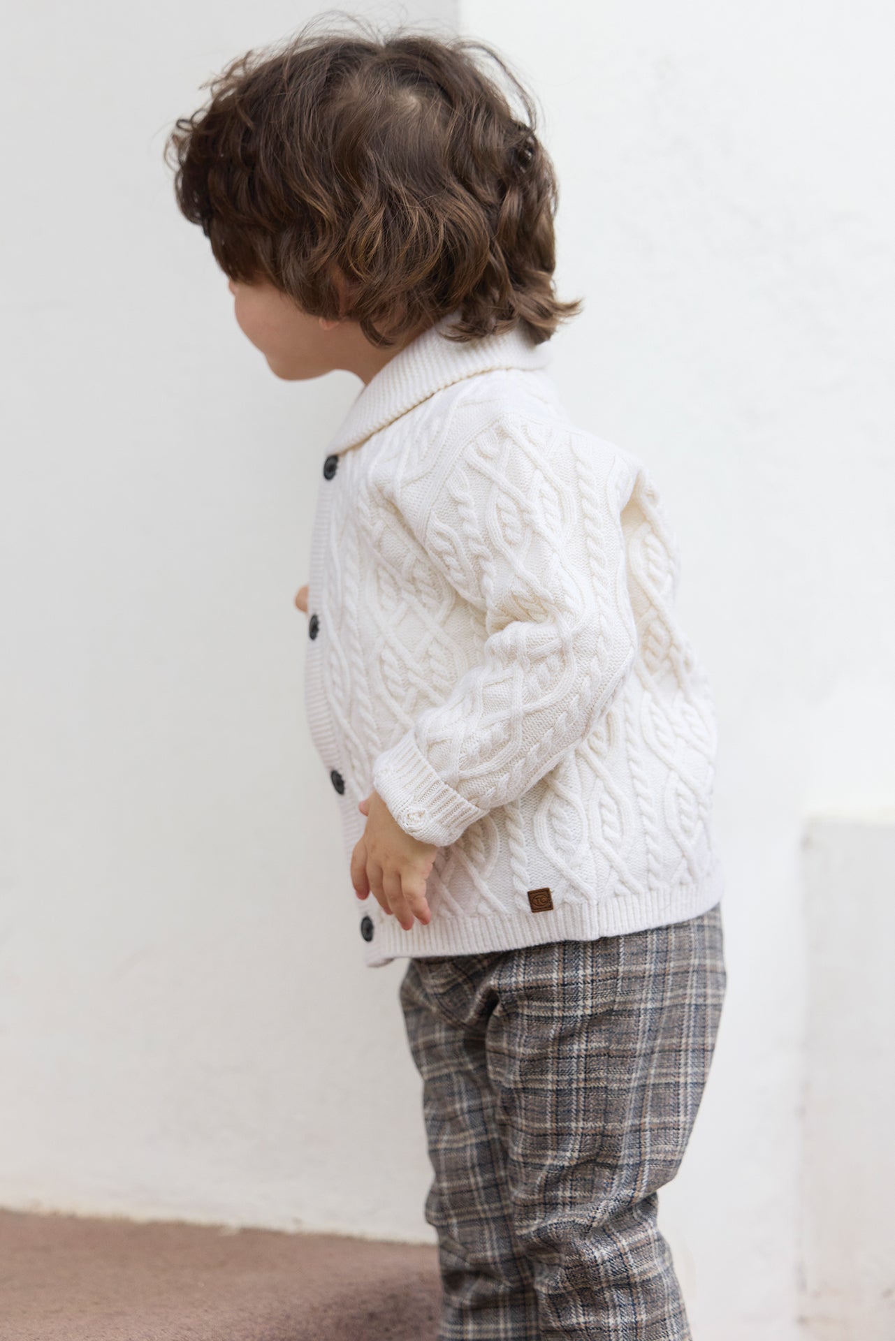 Cardigan Ecru Shawl collar Knitwear Cable