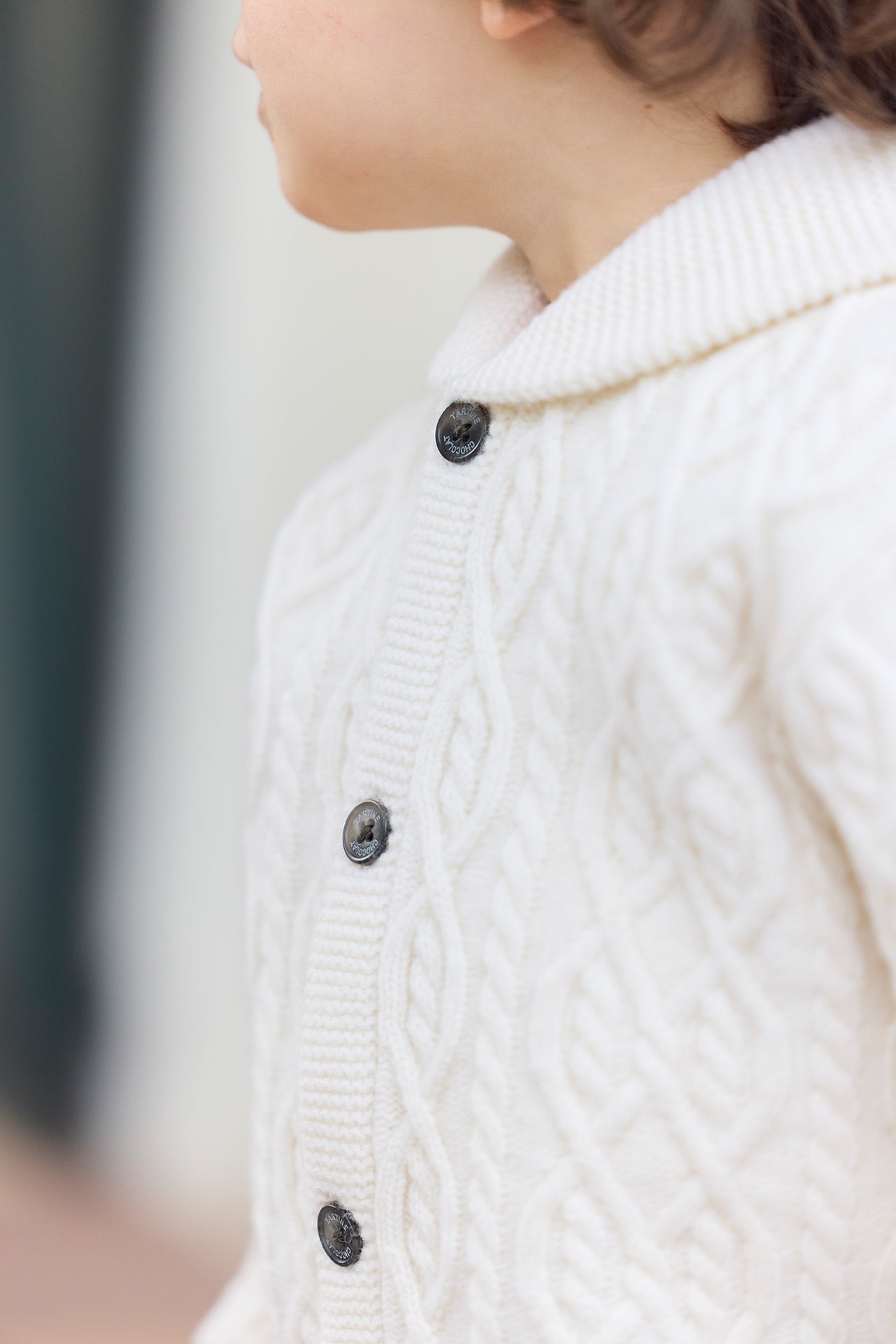 Cardigan Ecru Shawl collar Knitwear Cable