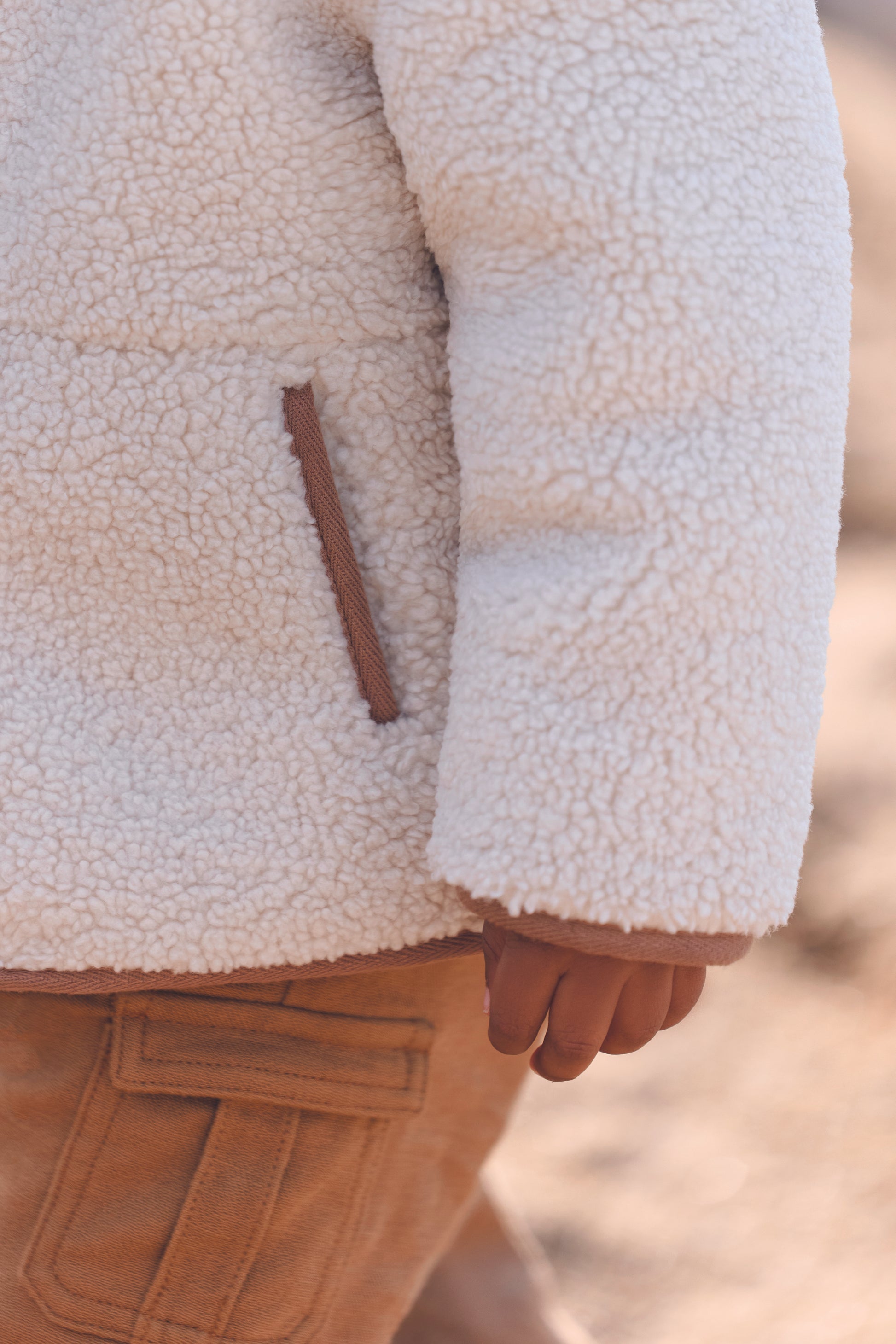 Cardigan Beige Imitation Faux Fourrure Mouton